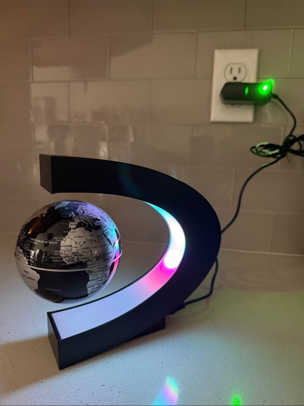 Globe Black and White Floating LED Globe Decor by Globe